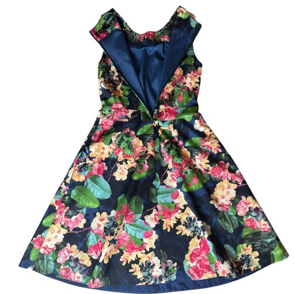 Karen Millen Floral Mini Dress Women's Navy Pockets Women's Size 4 - Picture 3 of 7